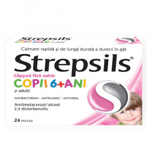 Strepsils Capsuni fara Zahar pastile 2blis.x 12-Reckitt Benckiser-RO