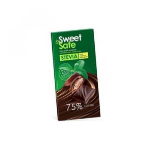 Sweet & Safe Ciocolata amaruie fara zahar, cu indulcitor din stevie x 90 grame