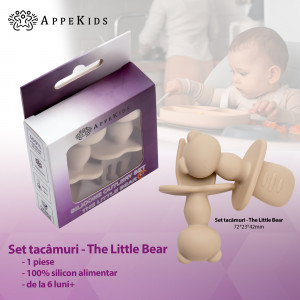 Tacamuri din silicon pentru diversificare bebelusi, Appekids Bubble Beige - Img 2