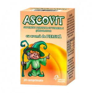 Ascovit 100mg cu aroma de piersica x 20 comprimate masticabile