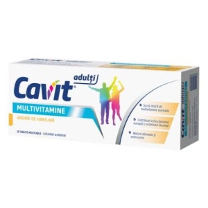 Cavit pentru adulti Multivitamine, aroma de vanilina x 20 tablete masticabile