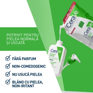 CeraVe Rezerva gel de curatare hidratant pentru piele normala-uscata x 473ml - Img 2