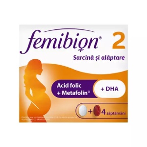 Femibion 2 sarcina si alaptare, cu Acid Folic+Metafolin si DHA x 56 comprimate