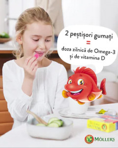 Mollers Omega 3 Fishes Pestisori cu aroma de Capsuni x 36 jeleuri - Img 3