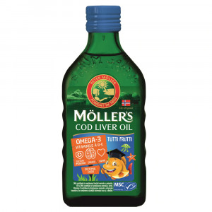 Mollers Omega 3 Ulei ficat de cod cu aroma de Tutti Frutti x 250ml