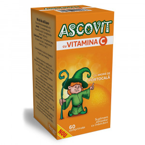 Ascovit Vitamina C 100mg cu aroma de portocale x 60 comprimate masticabile