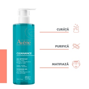 Avene Cleanance Gel de curatare ten gras acneic x 400ml - Img 3