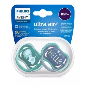 Avent Suzeta de la 18 luni, Ultra Air Verde-Albastru x 2 bucati (cod SCF349/18)