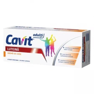 Cavit Adulti cu Luteina gust de caise x 20 tablete masticabile