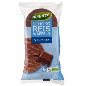 Dennree Rondele BIO din orez cu ciocolata si lapte fara gluten x 100 grame