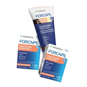 Forcapil pachet 2 cutii Fortifiant Keratine+ x 60 comprimate + Forcapil Sampon x 200ml