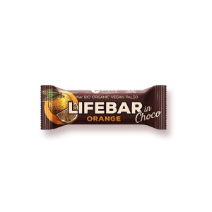 Lifebar Baton raw vegan cu portocale in ciocolata x 40 grame