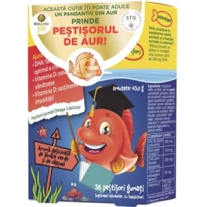 Mollers Omega 3 Fishes Pestisori cu aroma de Capsuni x 36 jeleuri
