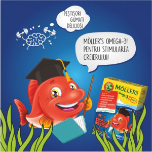 Mollers Omega 3 Fishes Pestisori cu aroma de Capsuni x 36 jeleuri - Img 4