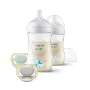 Philips Avent Set 2 Biberoane Natural Response x 260ml + 2 Suzete Style de la o luna (cod SCD837/11)