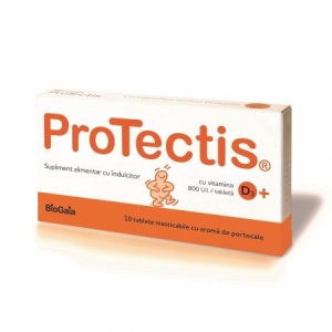 Protectis cu Vitamina D3 800UI cu aroma de portocale x 10 tablete masticabile