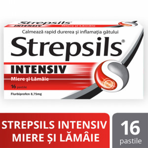 Strepsils Intensiv miere si lamaie 8.75mg x 16 comprimate de supt