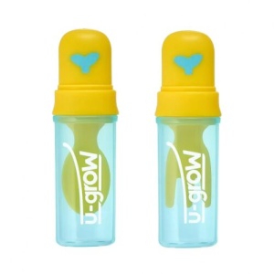 U-Grow Set portabil lingurita si furculita Turquoise/Galben