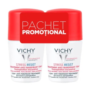 Vichy pachet deodorant roll-on tratament intensiv anti-transpirant Stress Resist 72H, 50ml x 2 bucati