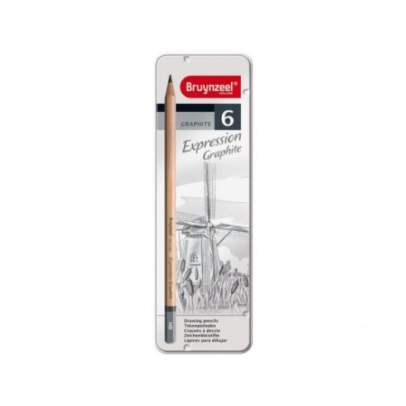 Bruynzeel expression graphite pencils in a tin, 6 pieces (Location: KB)