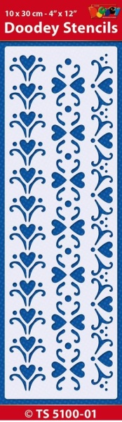 Doodey Stencil Border Hearts 10 x 30 cm TS5100-01 (Locatie: 4630)