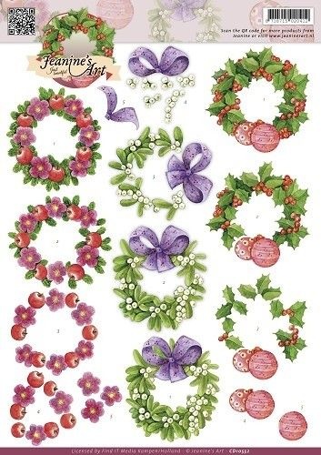 Jeanines Art knipvel Christmas Wreaths CD10552 (Locatie: 901)
