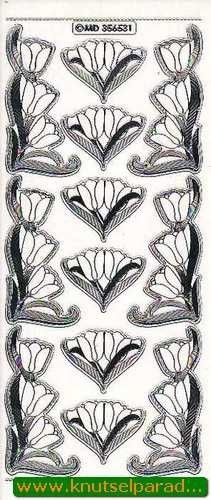 Stickervel transparant zilver bloemen MD356531 (Locatie: R046 )