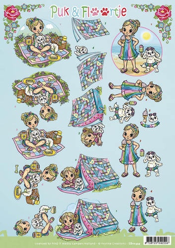 Yvonne Creations knipvel Puk en Floortje picknick CD10954 (Locatie: 4528)