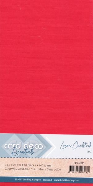 Card Deco linnen karton 13.5 x 27 cm rood, 10 stuks LKK-4K13