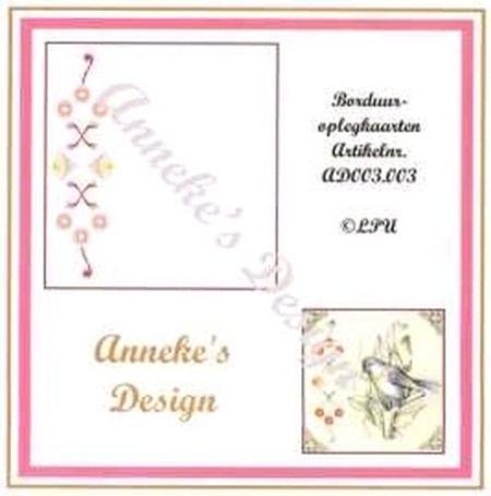 Anneke&#039;s Design 3 borduuroplegkaarten + enveloppen wit AD 003 003 (Locatie: H318 ) - Img 1