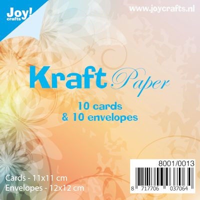 Joy Crafts! Kraft Paper 10 bruine vierkante kaarten met envelop 12 x 12 cm 8001/0013