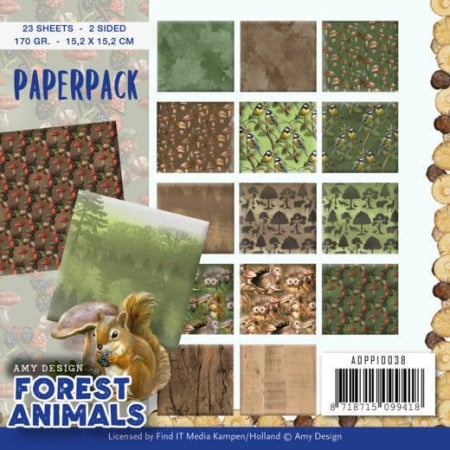 Amy Design, Paperpack, 15.2 x 15.2 cm, Forest Animals, ADPP10038 - Img 1