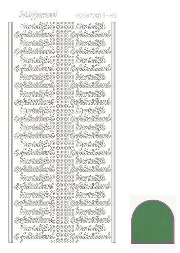 Hobbydots stickervel hartelijk gefeliciteerd glanzend groen STDMHG02 (Locatie: BB160 )