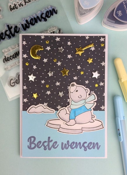 Kerstkaart met ijsbeer