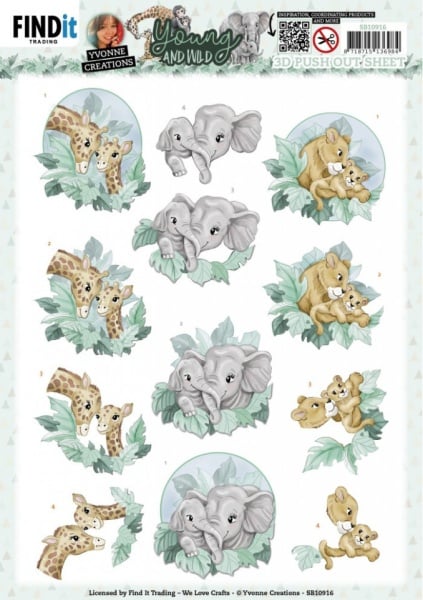 Yvonne Creations stansvel giraffe, olifant en leeuwin SB10916 (Locatie: 1170)