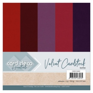 Card Deco Velvet karton, zelfklevend, A4, rood/roze, CDEVC10003 (Locatie: 5024)