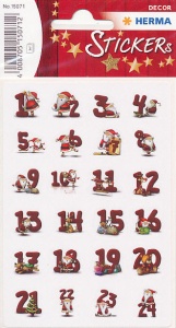Herma stickers kerst adventscijfers 3 vel 15071 (Locatie: HE047)