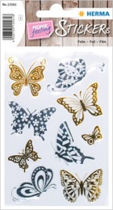 Herma stickers vlinders goud- en zilverfolie 1 vel 15561 (HE041)