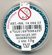 Rayher rocailles 2 mm turquoise met zilverdetail 17 gr. 1406407 (Locatie: K3) - Img 2