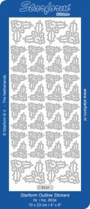 Starform stickervel hoekjes hulstblad zilver 8534 (Locatie: PP177 )
