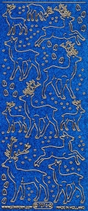Starform stickervel rendieren glitter blauw/goud 7076 (Locatie: Q140)