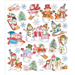 Stickers, vel 15x16,5 cm, sneeuwpoppen, 291841 (Locatie: 4338)