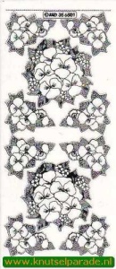 Stickervel transparant zilver bloemen MD356501 (Locatie: R049 )