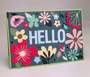 Wenskaart 'Hello' met bloemen