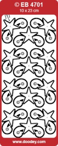 Doodey borduur stickervel transparant goud sterren EB4701 (Locatie: t017)