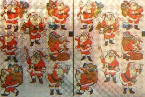 Holografische knipstickers kerstman 5 vel 032 (Locatie: Q001 )