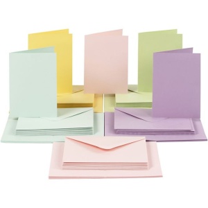 Kaarten en enveloppen 10,5 x 15 cm (C6) pastelkleuren 50 sets 23114 - Img 1