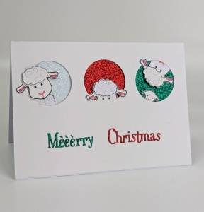 Kerstkaart met schaapjes