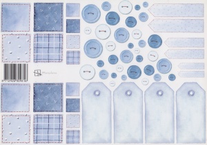 Knipvel Marjoleine Labels en knopen blauw (Locatie: 2571)