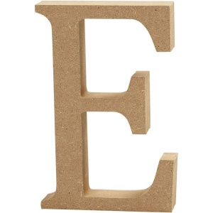 Letter E, hoogte 13 cm, dikte 2 cm, MDF, 1stuk (Locatie: KB)